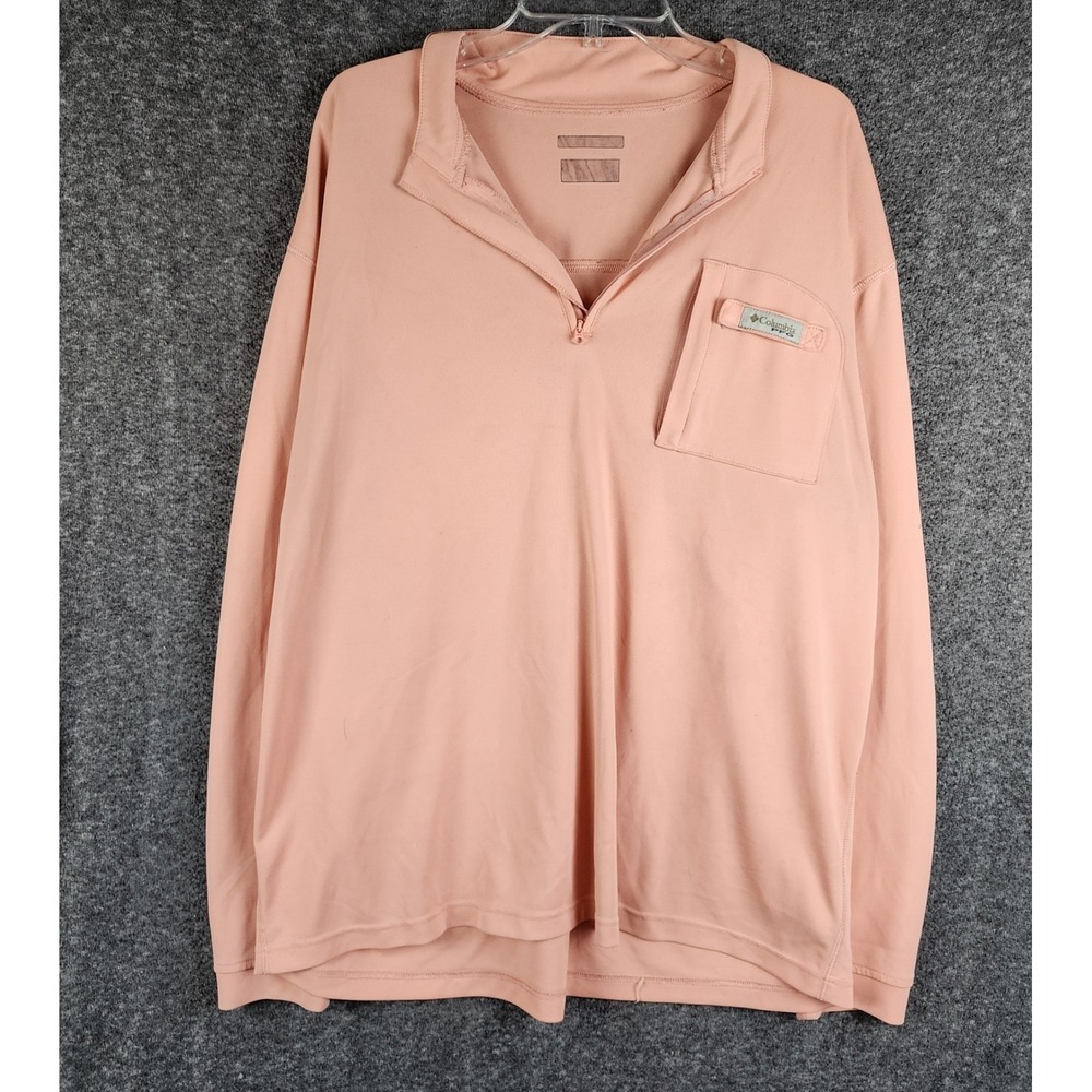 Columbia Pullover Mens 2XL PFG Quarter Zip Peach Fishing Hiking EUC